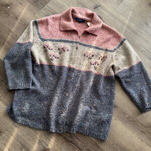 Vtg 90s Penningtons pastel soft girl cottagecore cardigan knit sweater / 2X